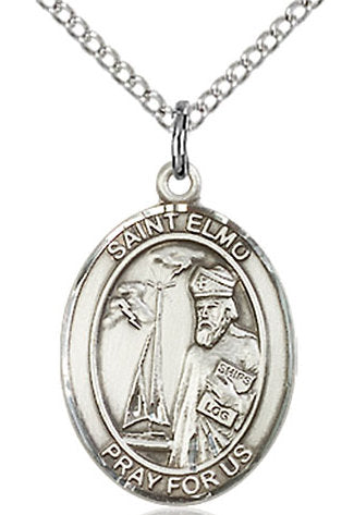 St. Elmo Medal in Fine Pewter, 3/4" tall, Your Choice of Chain # 17026