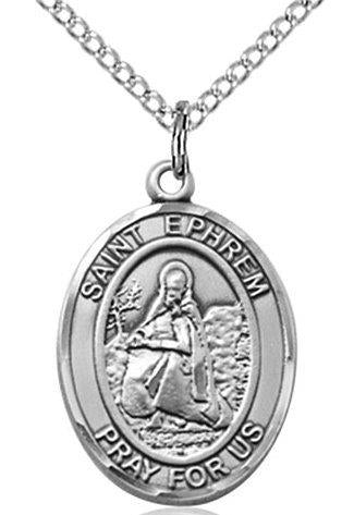 St. Ephrem Medal in Fine Pewter, 3/4" tall, Your Choice of Chain # 17028