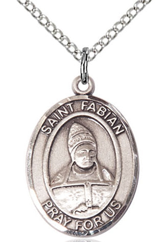 St. Fabian Medal in Fine Pewter, 3/4" tall, Your Choice of Chain # 17031
