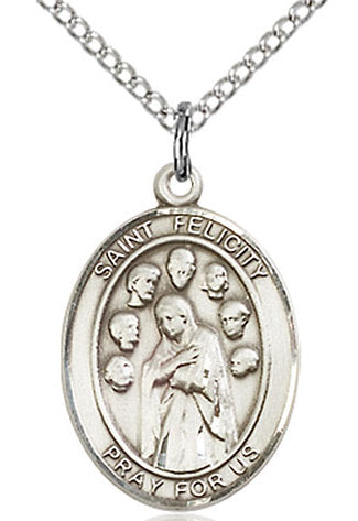 St. Felicity Medal in Fine Pewter, 3/4" tall, Your Choice of Chain # 17032