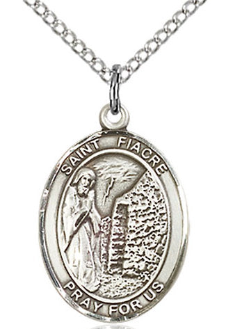 St. Fiacre Medal in Fine Pewter, 3/4" tall, Your Choice of Chain # 17033