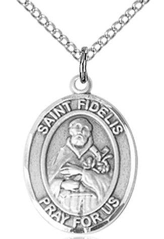 St. Fidelus Medal in Fine Pewter, 3/4" tall, Your Choice of Chain # 17034