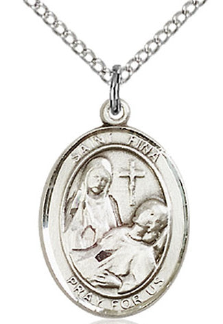 St. Fina Medal in Fine Pewter, 3/4" tall, Your Choice of Chain # 17035