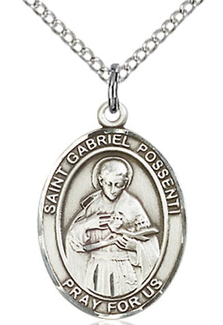St. Gabriel Possenti Medal in Fine Pewter, 3/4" tall, Your Choice of Chain # 17043