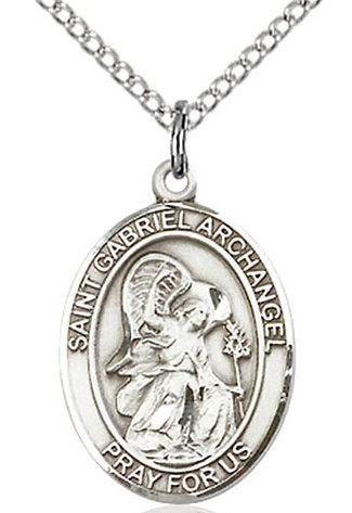 St. Gabriel the Archangel Medal in Fine Pewter, 3/4" tall, Your Choice of Chain # 17044