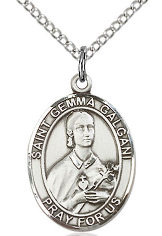 St. Gemma Galgani Medal in Fine Pewter, 3/4" tall, Your Choice of Chain # 17045