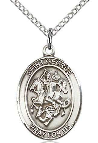 St. George Medal in Fine Pewter, 3/4" tall, Your Choice of Chain # 17048