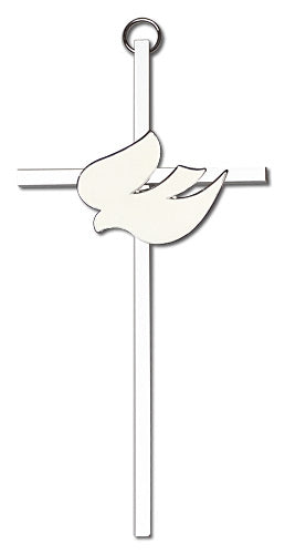 6" White Dove Cross, Gold-Tone on Nickel Plated Cross, # 1705