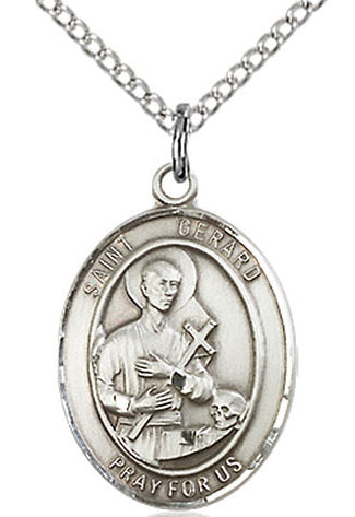 St. Gerard Mejella Medal in Fine Pewter, 3/4" tall, Your Choice of Chain # 17050