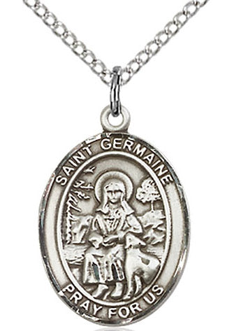 St. Germaine Cousin Medal in Fine Pewter, 3/4" tall, Your Choice of Chain # 17051