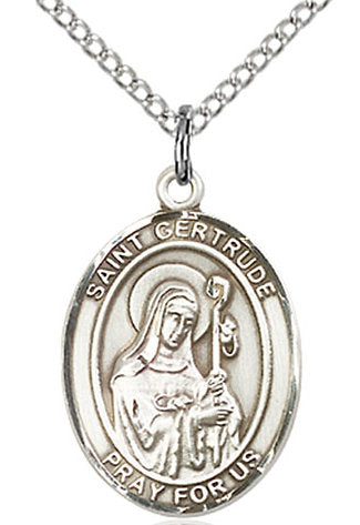 St. Gertrude of Nivelles Medal in Fine Pewter, 3/4" tall, Your Choice of Chain # 17052