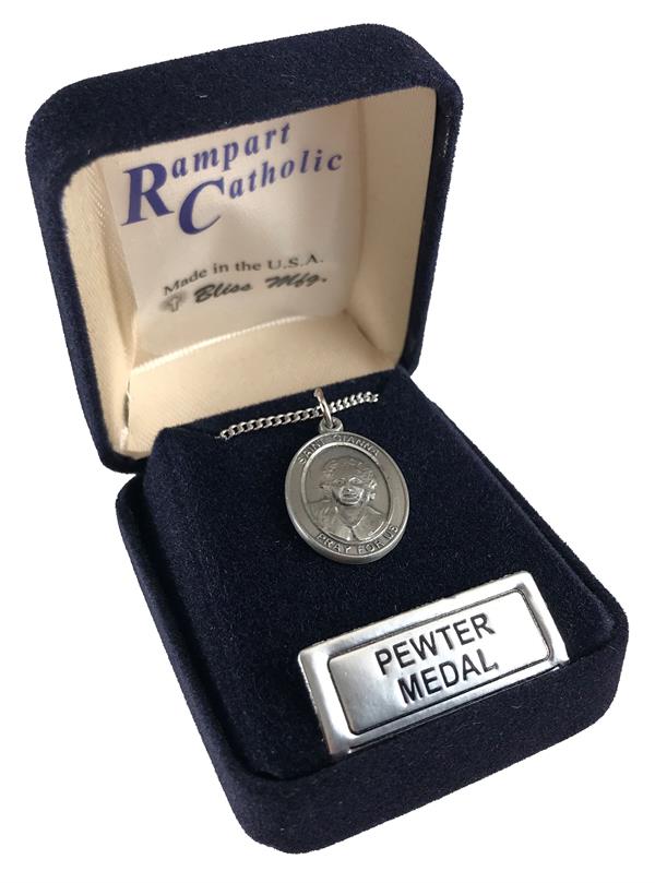 St. Gianna Beretta Molla Medal in Fine Pewter, 3/4" tall, Your Choice of Chain # 17053|St. Gianna Beretta Molla Medal in Fine Pewter, 3/4" tall, Your Choice of Chain # 17053