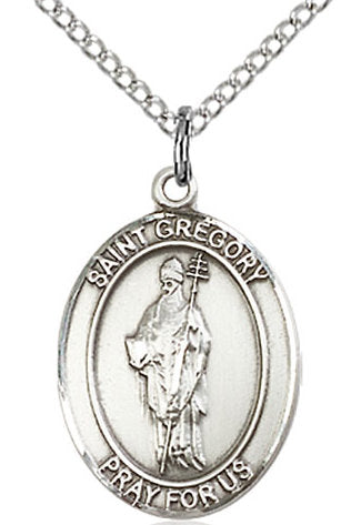 St. Gregory the Great Medal in Fine Pewter, 3/4" tall, Your Choice of Chain # 17056
