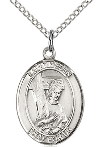 St. Helen Medal in Fine Pewter, 3/4" tall, Your Choice of Chain # 17058