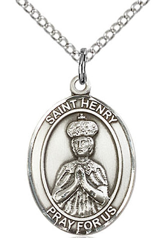 St. Henry II Medal in Fine Pewter, 3/4" tall, Your Choice of Chain # 17059