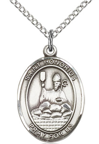 St. Honorius of Amiens Medal in Fine Pewter, 3/4" tall, Your Choice of Chain # 17061
