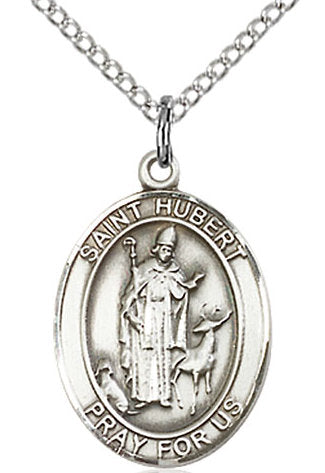St. Hubert of Liege Medal in Fine Pewter, 3/4" tall, Your Choice of Chain # 17063