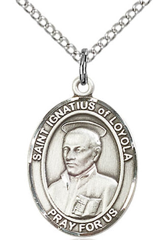 St. Ignatius of Loyola Medal in Fine Pewter, 3/4" tall, Your Choice of Chain # 17064