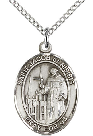 St. Jacob of Nisibis Medal in Fine Pewter, 3/4" tall, 18" Chain # 17071-sale