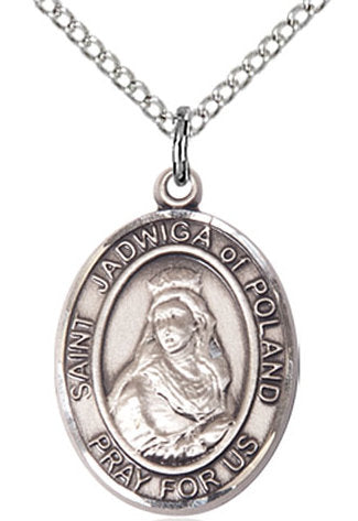 St. Jadwiga of Poland Medal in Fine Pewter, 3/4" tall, Your Choice of Chain # 17072