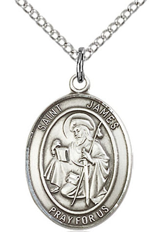 St. James the Greater Medal in Fine Pewter, 3/4" tall, Your Choice of Chain # 17073