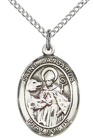 St. Januarius Medal in Fine Pewter, 3/4" tall, Your Choice of Chain # 17076
