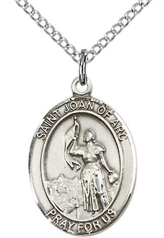 St. Joan of Arc Medal in Fine Pewter, 3/4" tall, Your Choice of Chain # 17081