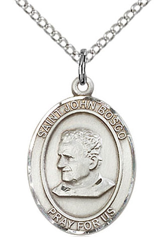 St. John Bosco Medal in Fine Pewter, 3/4" tall, Your Choice of Chain # 17084