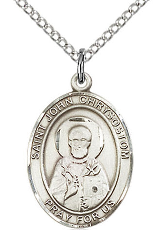 St. John Chrysostom Medal in Fine Pewter, 3/4" tall, Your Choice of Chain # 17085