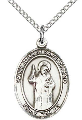 St. John Capistrano Medal in Fine Pewter, 3/4" tall, Your Choice of Chain # 17088