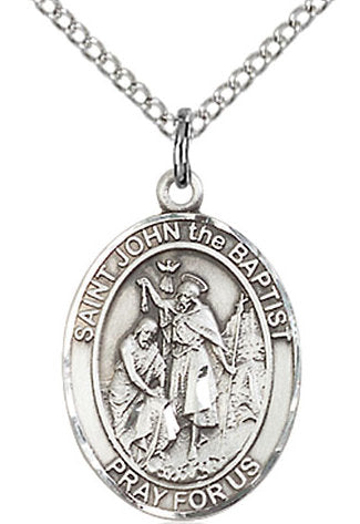 St. John the Baptist Medal in Fine Pewter, 3/4" tall, Your Choice of Chain # 17092