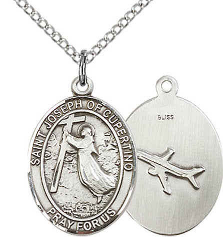 St. Joseph of Cupertino Medal in Fine Pewter, 3/4" tall, Your Choice of Chain # 17099