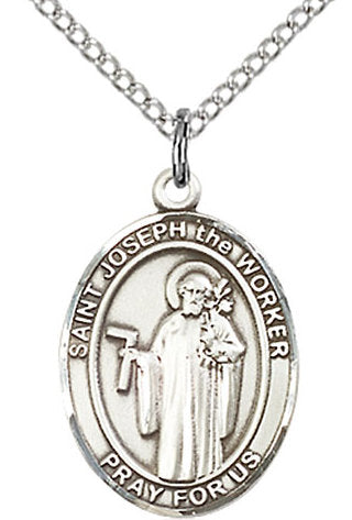St. Joseph the Worker Medal in Fine Pewter, 3/4" tall, Your Choice of Chain # 17100