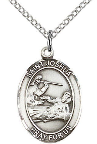 St. Joshua Medal in Fine Pewter, 3/4" tall, Your Choice of Chain # 17105