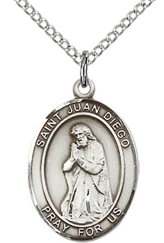 St. Juan Diego Medal in Fine Pewter, 3/4" tall, Your Choice of Chain # 17106