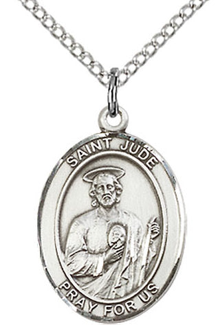 St. Jude Thaddeus Medal in Fine Pewter, 3/4" tall, Your Choice of Chain # 17107
