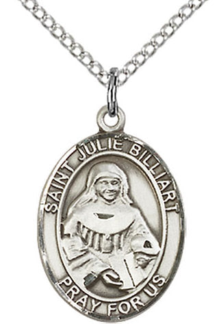 St. Julie Billiart Medal in Fine Pewter, 3/4" tall, Your Choice of Chain # 17113