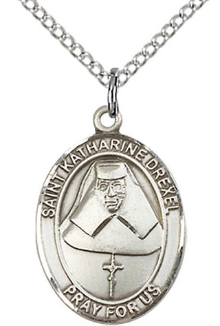 St. Katharine Drexel Medal in Fine Pewter, 3/4" tall, Your Choice of Chain # 17117