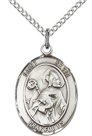 St. Kevin Medal in Fine Pewter, 3/4" tall, Your Choice of Chain # 17119