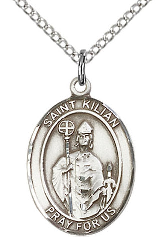 St. Killian Medal in Fine Pewter, 3/4" tall, Your Choice of Chain # 17121