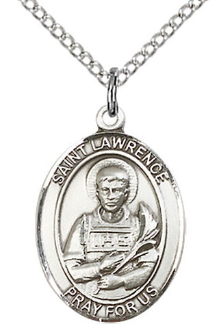 St. Lawrence Medal in Fine Pewter, 3/4" tall, Your Choice of Chain # 17122