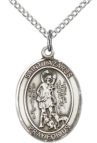 St. Lazarus Medal in Fine Pewter, 3/4" tall, Your Choice of Chain # 17123