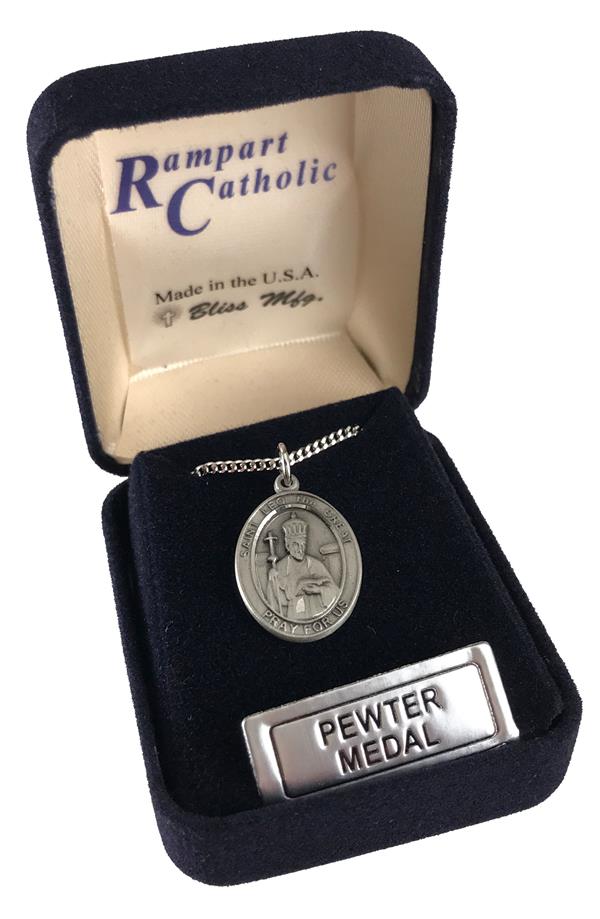St. Leo the Great Medal in Fine Pewter, 3/4" tall, Your Choice of Chain # 17124|St. Leo the Great Medal in Fine Pewter, 3/4" tall, Your Choice of Chain # 17124