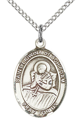 St. Lidwina of Schiedam Medal in Fine Pewter, 3/4" tall, Your Choice of Chain # 17125