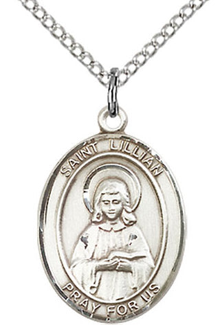 St. Lillian Medal in Fine Pewter, 3/4" tall, Your Choice of Chain # 17126