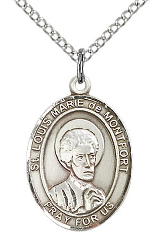 St. Louis Marie de Montfort Medal in Fine Pewter, 3/4" tall, Your Choice of Chain # 17128