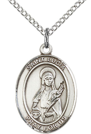 St. Lucia of Syracuse Medal in Fine Pewter, 3/4" tall, Your Choice of Chain # 17130