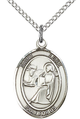 St. Luke the Apostle Medal in Fine Pewter, 3/4" tall, Your Choice of Chain # 17133