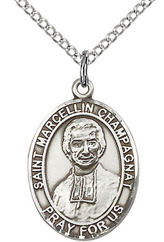 St. Marcellin Champagnat Medal in Fine Pewter, 3/4" tall, Your Choice of Chain # 17137