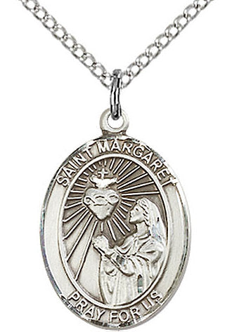St. Margaret Medal in Fine Pewter, 3/4" tall, Your Choice of Chain # 17138